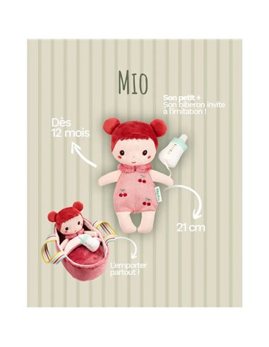 Poupée en tissu Mio et son couffin - 21 cm - Lilliputiens