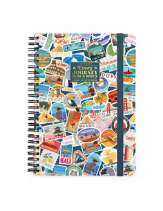 Cahier Ligné A4 à Couverture Rigide Illustrée - Travel Stickers - Bloc-mémo - Avec Spirale - Legami