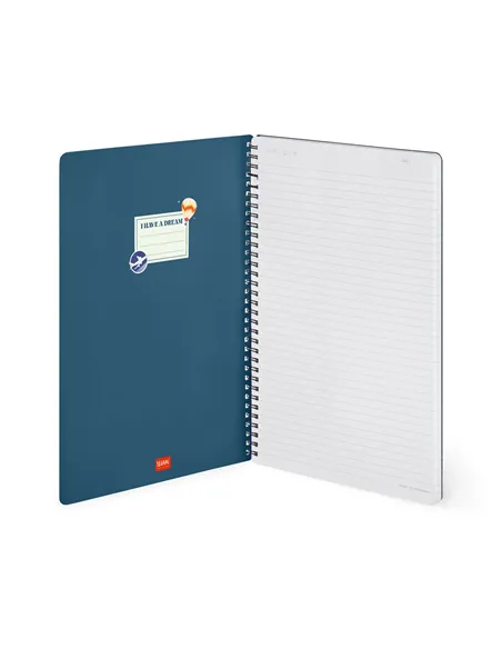 Cahier Ligné A4 à Couverture Rigide Illustrée - Travel Stickers - Bloc-mémo - Avec Spirale - Legami