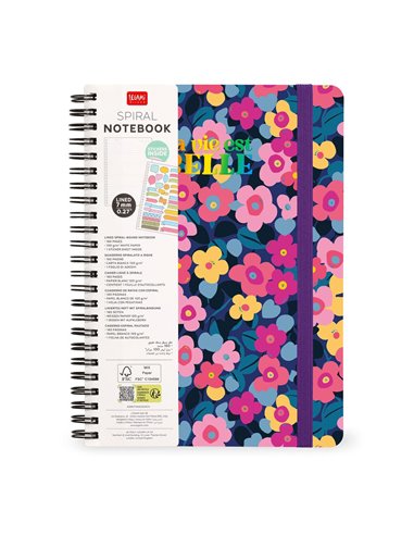 Cahier Ligné A4 à Couverture Rigide Illustrée - Flowers - Bloc-mémo - Avec Spirale - Legami