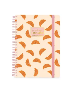 Cahier Ligné A4 à Couverture Rigide Illustrée - Croissant - Bloc-mémo - Avec Spirale - Legami