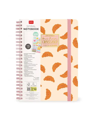 Cahier Ligné A4 à Couverture Rigide Illustrée - Croissant - Bloc-mémo - Avec Spirale - Legami