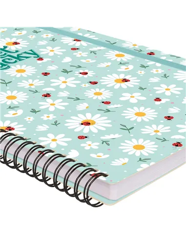 Cahier Ligné A4 à Couverture Rigide Illustrée - Ladybug daisy - Bloc-mémo - Avec Spirale - Legami