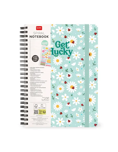 Cahier Ligné A4 à Couverture Rigide Illustrée - Ladybug daisy - Bloc-mémo - Avec Spirale - Legami