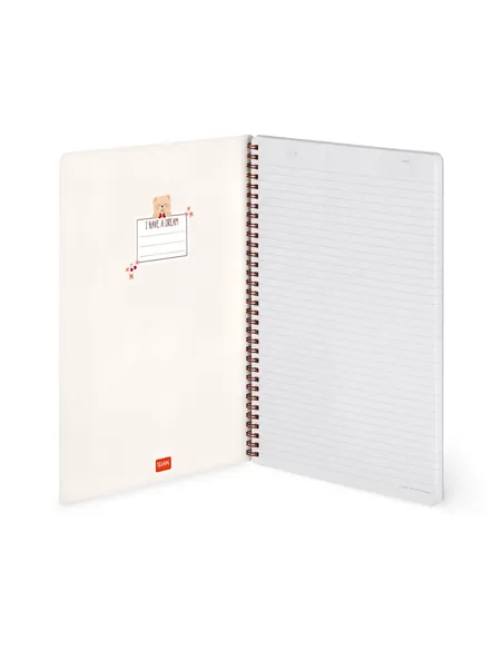 Cahier Ligné A4 à Couverture Rigide Illustrée - Teddy Bear - Bloc-mémo - Avec Spirale - Legami