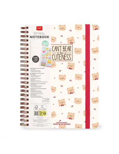 Cahier Ligné A4 à Couverture Rigide Illustrée - Teddy Bear - Bloc-mémo - Avec Spirale - Legami