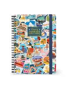 Cahier Ligné A5 à Couverture Rigide Illustrée - Travel Stickers - Bloc-mémo - Avec Spirale - Legami