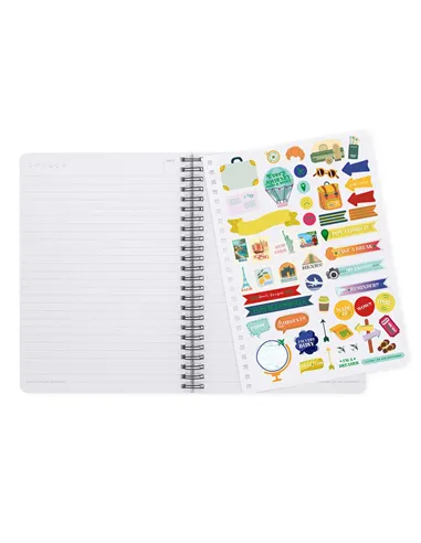 Cahier Ligné A5 à Couverture Rigide Illustrée - Travel Stickers - Bloc-mémo - Avec Spirale - Legami