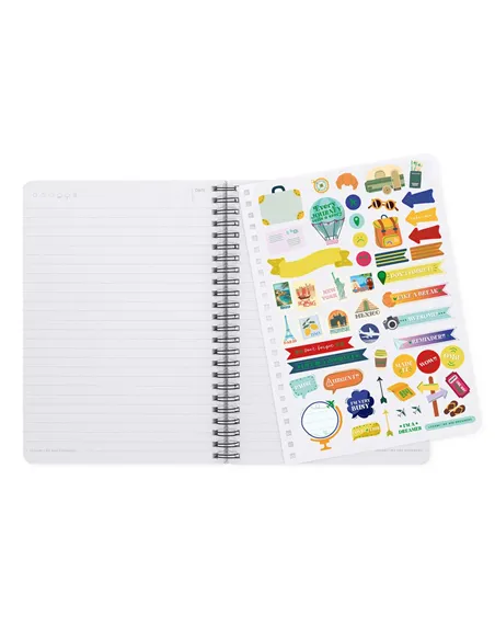 Cahier Ligné A5 à Couverture Rigide Illustrée - Travel Stickers - Bloc-mémo - Avec Spirale - Legami