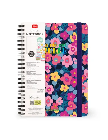 Cahier Ligné A5 à Couverture Rigide Illustrée - Flowers - Bloc-mémo - Avec Spirale - legami