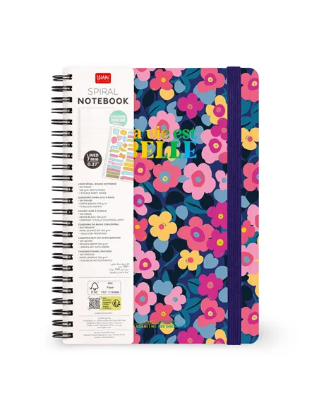 Cahier Ligné A5 à Couverture Rigide Illustrée - Flowers - Bloc-mémo - Avec Spirale - legami