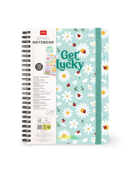 Cahier Ligné A5 à Couverture Rigide Illustrée - Ladybug daisy - Bloc-mémo - Avec Spirale - Legami