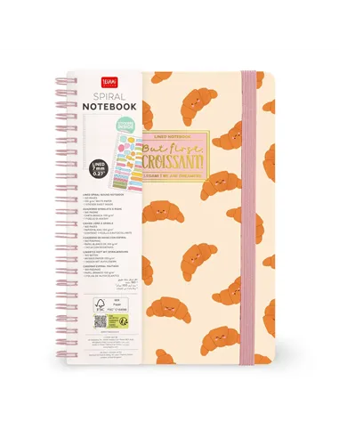 Cahier Ligné A5 à Couverture Rigide Illustrée - Croissant - Bloc-mémo - Avec Spirale - Legami