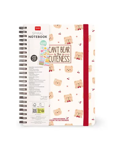 Cahier Ligné A5 à Couverture Rigide Illustrée - Teddy Bear - Bloc-mémo - Avec Spirale - Legami