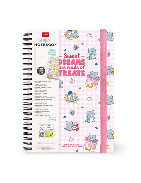 Cahier Ligné A5 à Couverture Rigide Illustrée - Kitty - Bloc-mémo - Avec Spirale - legami