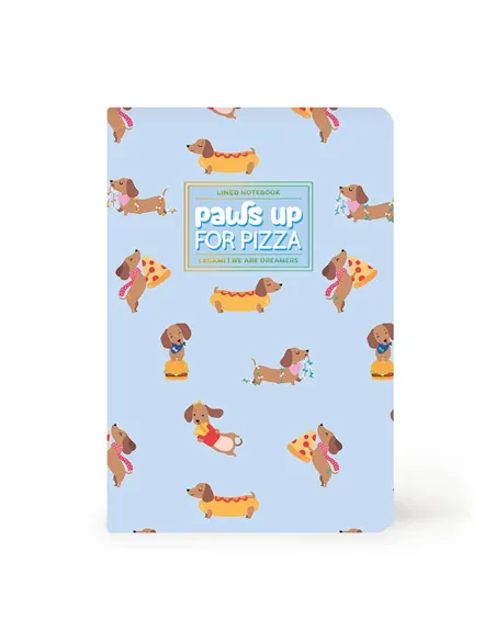 Cahier Ligné A6 à Couverture Rigide Illustrée - Dog pizza - Legami