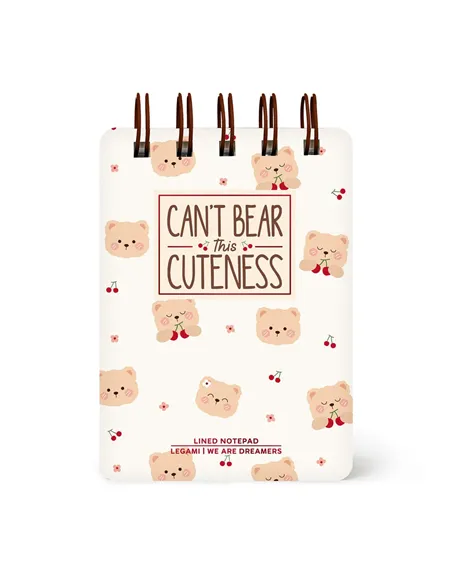 Cahier Ligné à Couverture Rigide Illustrée - Teddy Bear - Bloc-mémo - Avec Spirale - Legami