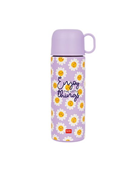 Hot & Cold - Vacuum Bottle With Cup - Daisy - 500 Ml - Legami