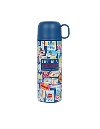 Hot & Cold - Vacuum Bottle With Cup - Travel - Stickers - 500 Ml - Legami