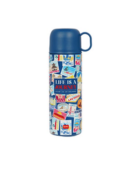 Hot & Cold - Vacuum Bottle With Cup - Travel - Stickers - 500 Ml - Legami
