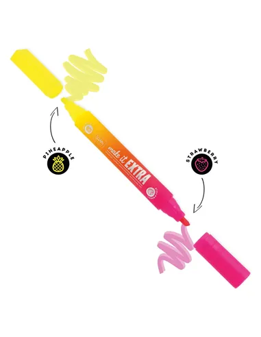Surligneur Géant Parfumé à Double Pointe - Make It Extra jaune et rose - Legami