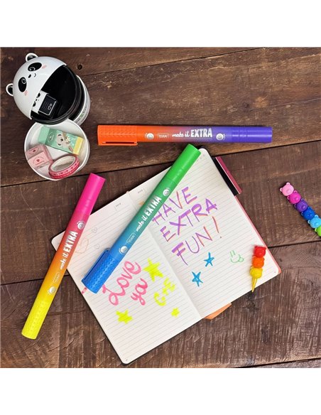 Surligneur Géant Parfumé à Double Pointe - Make It Extra jaune et rose - Legami