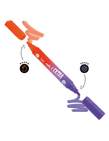 Surligneur Géant Parfumé à Double Pointe - Make It Extra orange et violet - Legami
