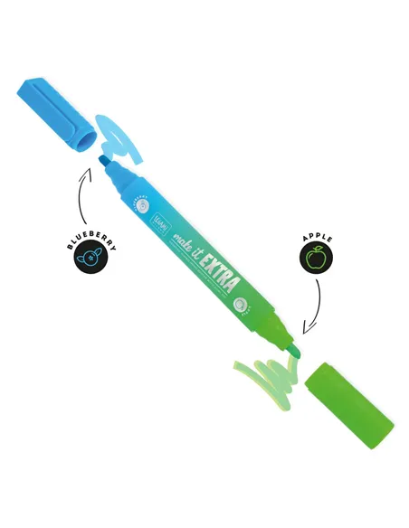 Surligneur Géant Parfumé à Double Pointe - Make It Extra bleu et vert - Legami