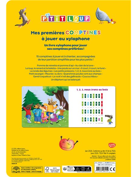 P'TIT LOUP - MES PREMIÈRES COMPTINES À JOUER AU XYLOPHONE - Auzou