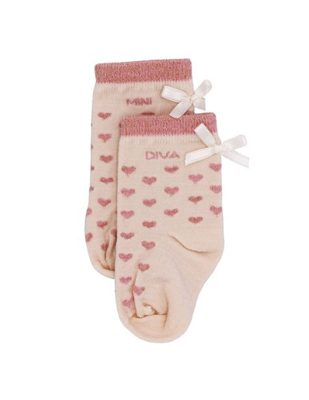 Chaussettes coeurs "Mini Diva" pétale - 6-18 mois - BB&co