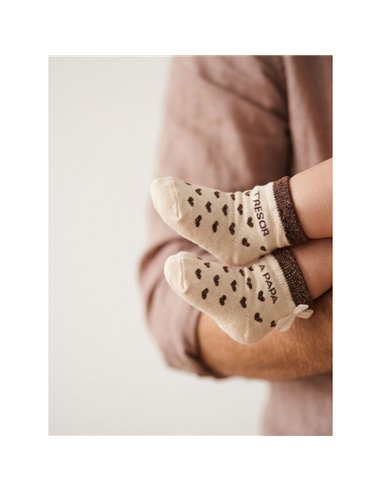 Chaussettes coeurs "Trésor à papa" Mocha - 6-18 mois - BB&co