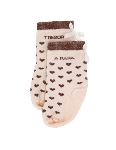 Chaussettes coeurs "Trésor à papa" Mocha - 6-18 mois - BB&co