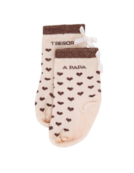 Chaussettes coeurs "Trésor à papa" Mocha - 6-18 mois - BB&co