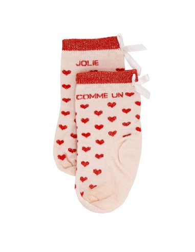 Chaussettes coeurs "Jolie comme un coeur" rouge - 6-18 mois - BB&co