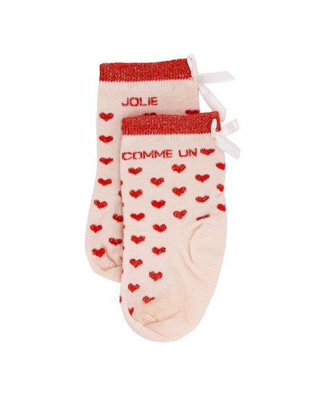 Chaussettes coeurs "Jolie comme un coeur" rouge - 6-18 mois - BB&co