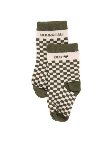 Chaussettes damier "Bourreau des coeurs" fougère - 6- 18 mois - BB&co