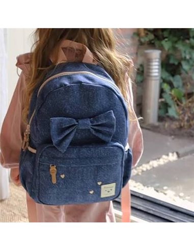 Sac à dos enfant noeud bleu denim