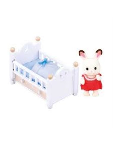Sylvanian families - Le bébé lapin chocolat et lit