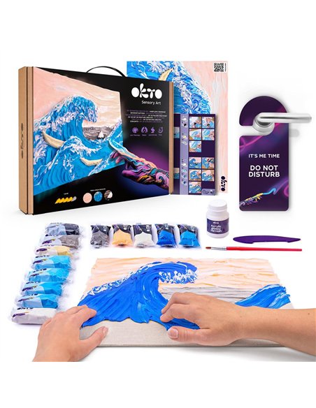 OKTO Art Sensoriel PEINTURE EN 3D: CHEF-D'OEUVRE - GROSSE VAGUE À KANAGAW Katsushika Hokusai