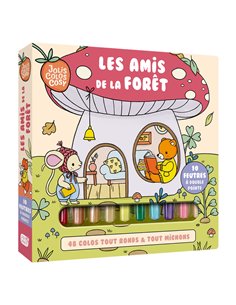 Coffret jolis colos cosy + 10 feutres double pointe - les amis de la forêt