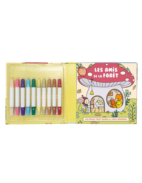 Coffret jolis colos cosy + 10 feutres double pointe - les amis de la forêt