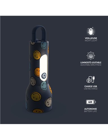 Lampe torche Smiley Glowy - Bleu - mobility on board