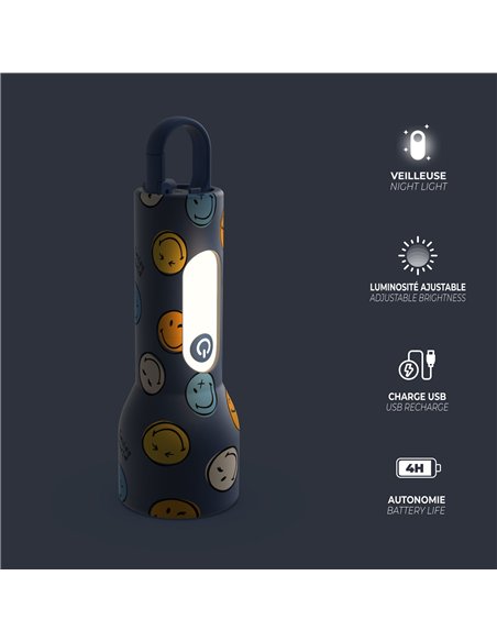 Lampe torche Smiley Glowy - Bleu - mobility on board