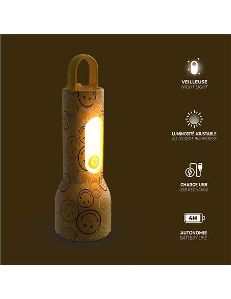 Lampe torche Smiley Glowy - jaune - mobility on board