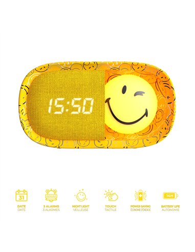 Réveil DREAMY CLOCK jaune SMILEY - mobility on board