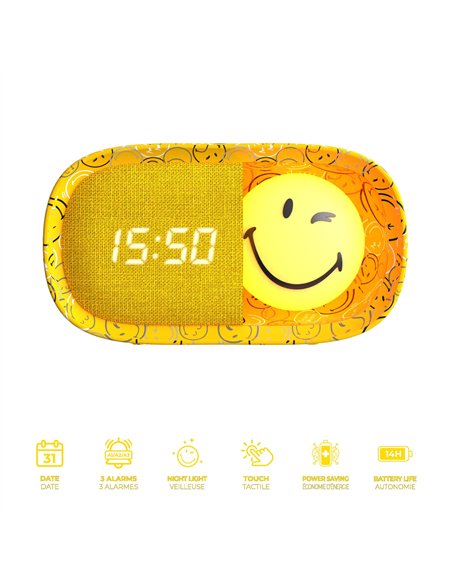 Réveil DREAMY CLOCK jaune SMILEY - mobility on board
