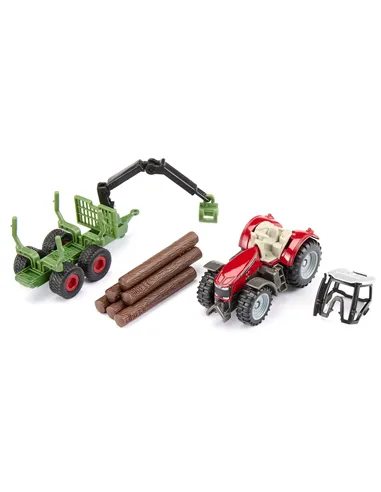 Siku Massey Ferguson avec Remorque Forestière