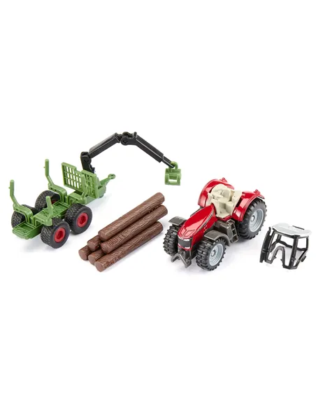 Siku Massey Ferguson avec Remorque Forestière