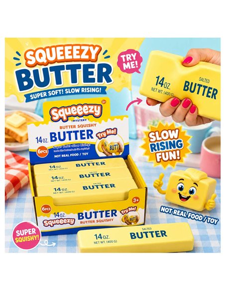 Jouet antistress squishy beurre butter XXL - Jono Toys - Fidget toy - 24 cm - 3 ans +