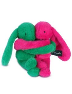 Câlin de poche Duo Lapin 22cm - Vert prairie / Fuchsia